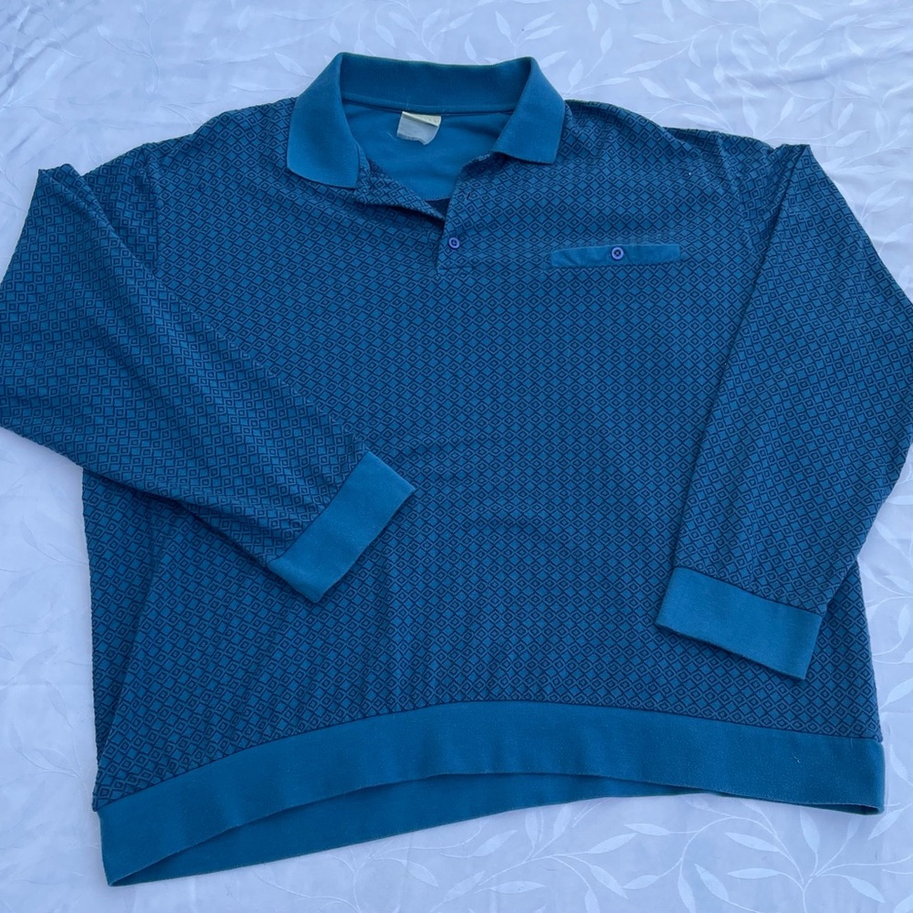 Vintage Duke Haband Long Sleeve Blue Diamond Print